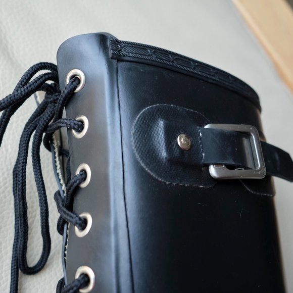 HUNTER Watling Black Lace-Up Rain Boots 6 - Picture 8 of 15